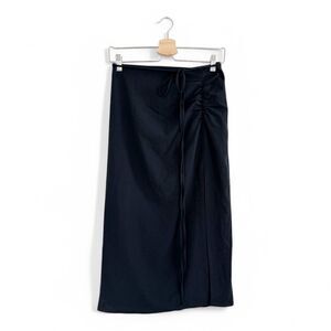 Abercrombie & Fitch black high slit midi skirt with side ruching Size XS